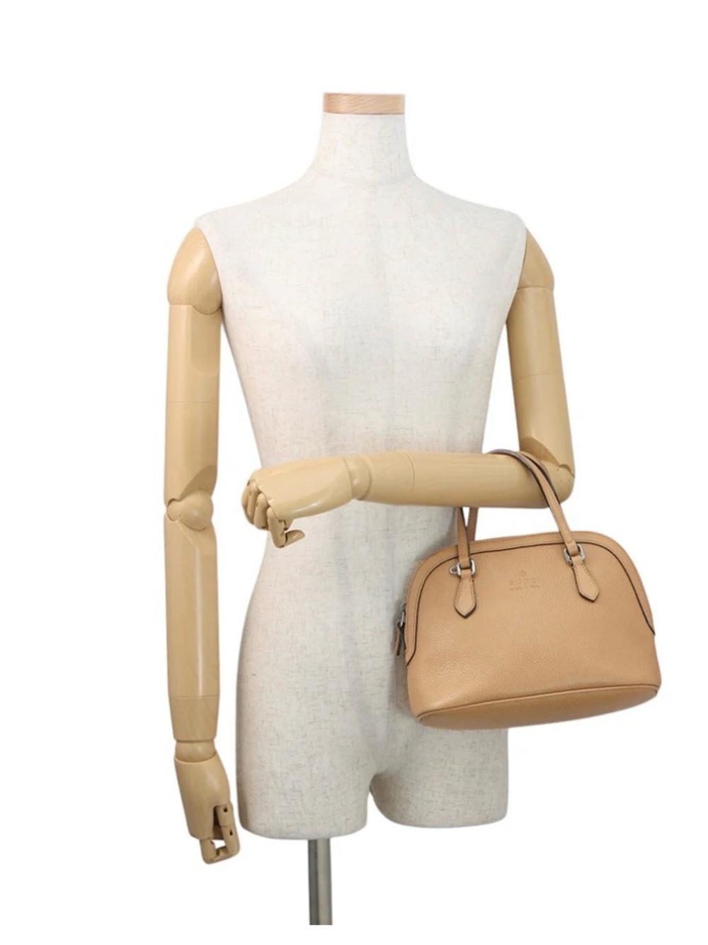 🤎 Gucci Pebbled Leather Dome Crossbody Satchel Bag Beige Nude Authentic COA - Picture 2 of 16